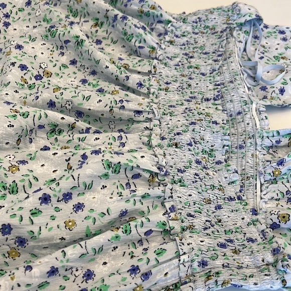 AERIE floral cotton dress backless halter size XL elastic waist ruffle hem - Picture 9 of 16